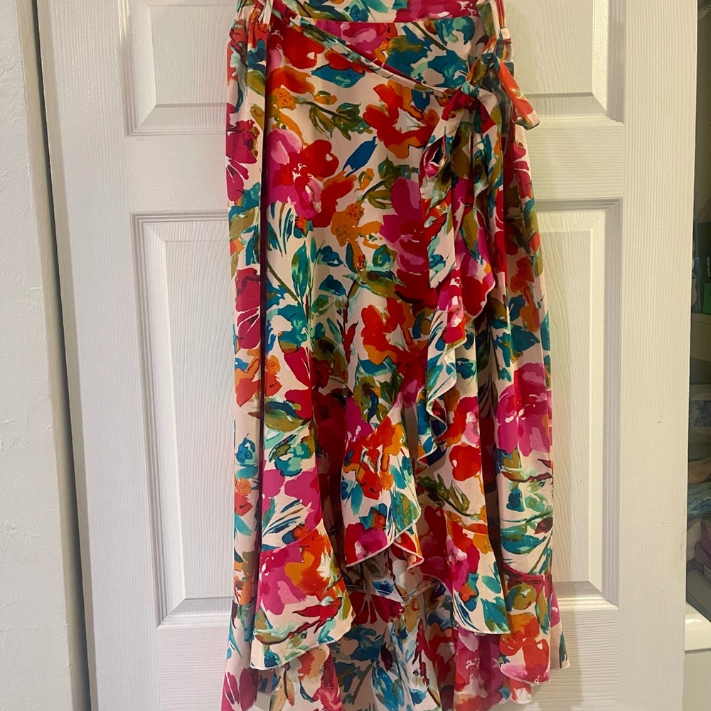 SHEIN Floral Faux Wrap Skirt - Multicolor